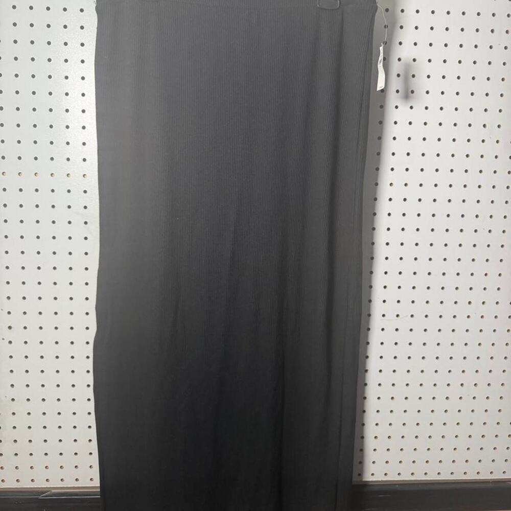 New Old Navy Maxi Skirt Womens XL Black Ribbed Side Slit Stretch Office
